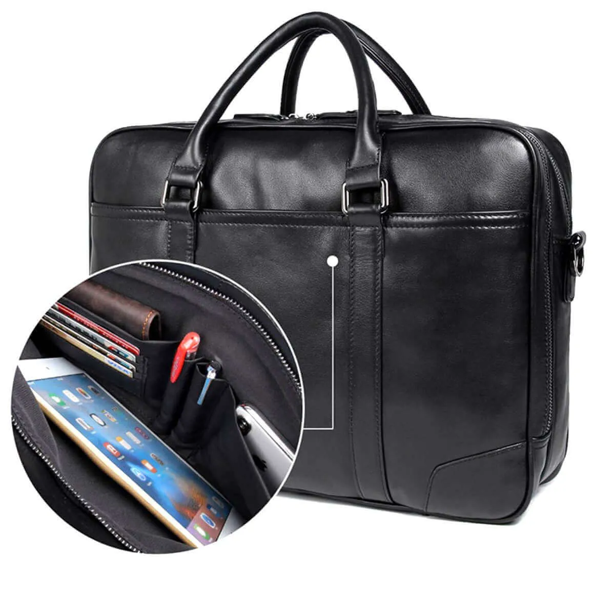 Men's Genuine Leather Laptop Bag - Sleek & Functional