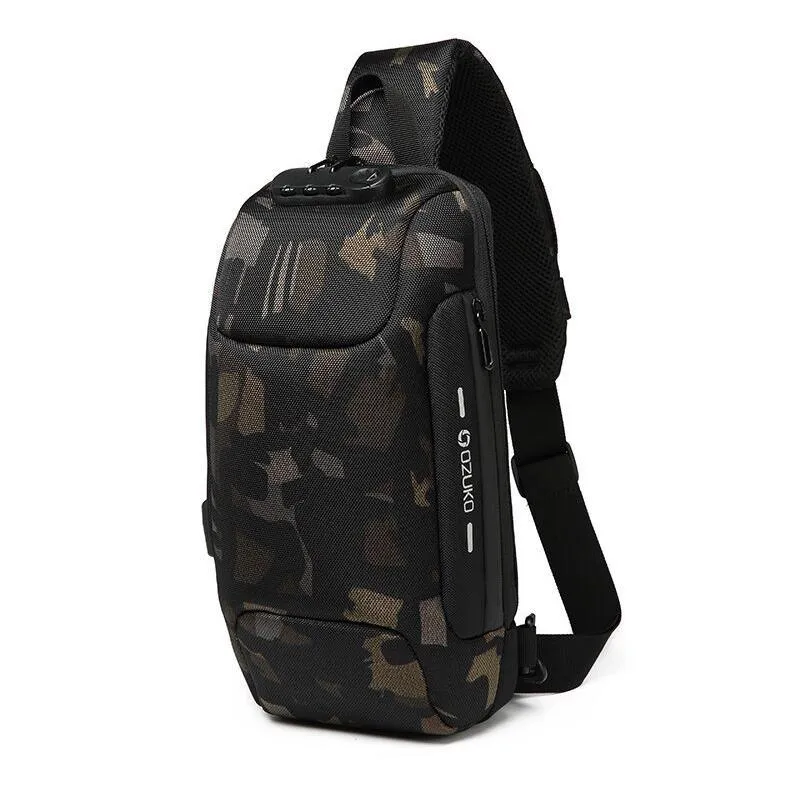 Men's Waterproof Lightweight Outdoor Sling Bag Chest Bag Crossbody Bag With USB Charging Port