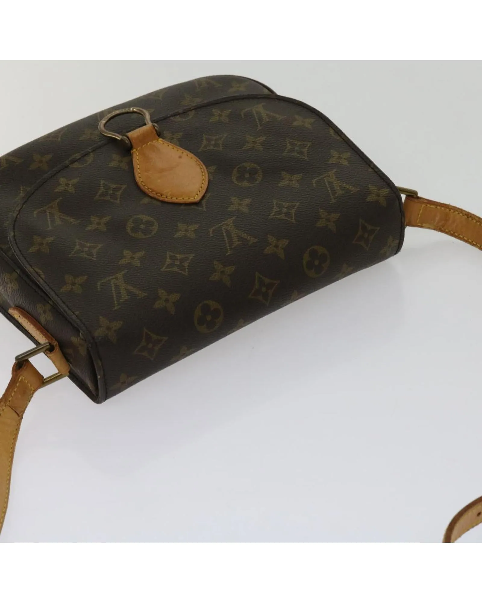 Monogram Shoulder Bag with Adjustable Strap and Multiple Compartments