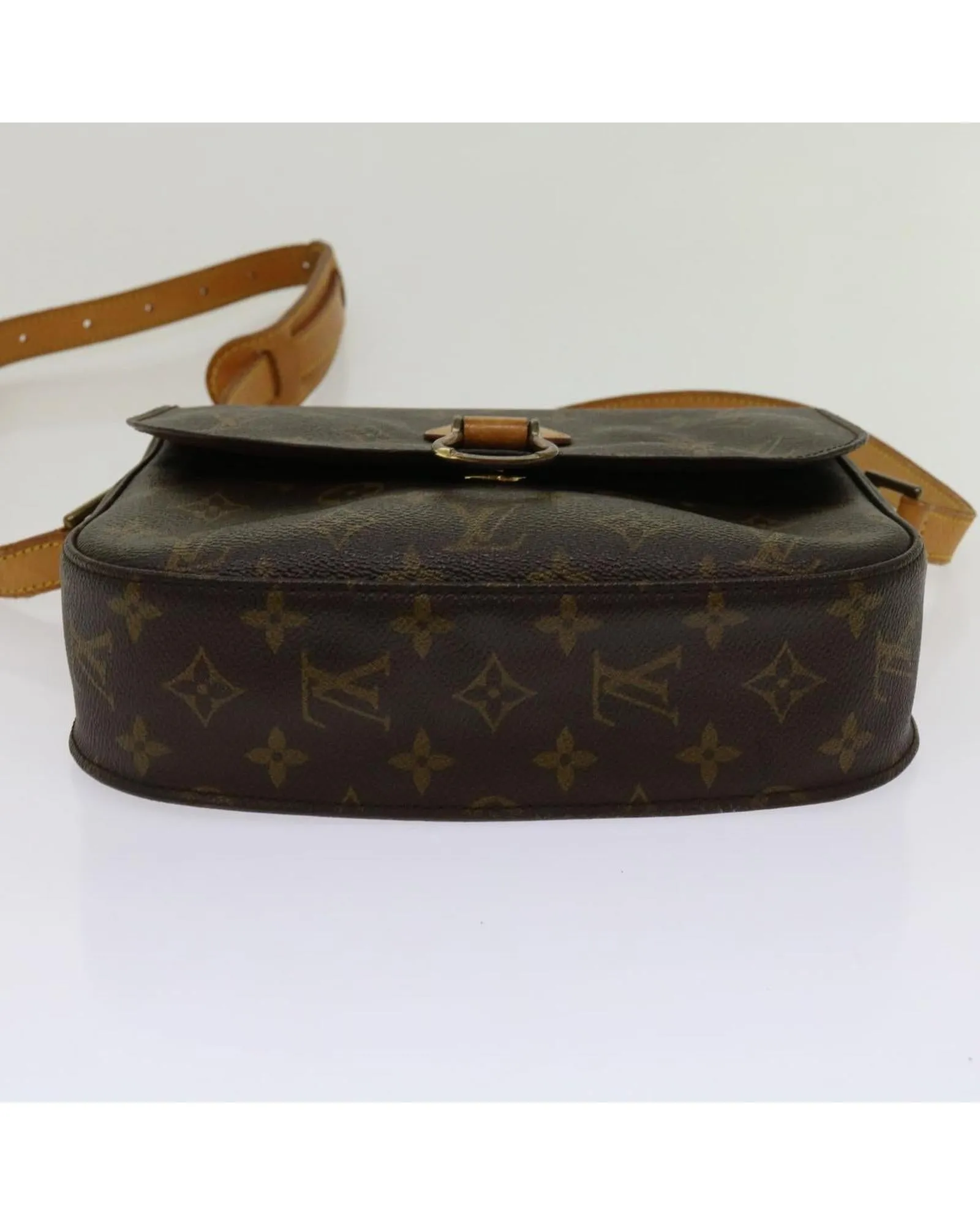 Monogram Shoulder Bag with Adjustable Strap and Multiple Compartments