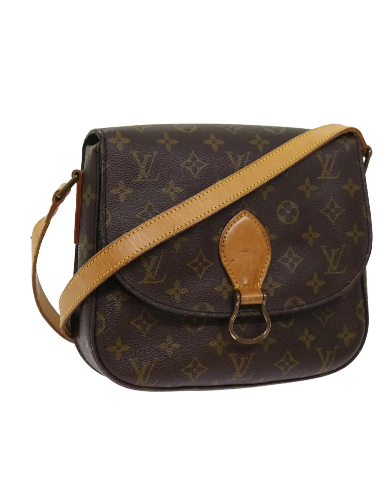 Monogram Shoulder Bag with Adjustable Strap and Multiple Compartments