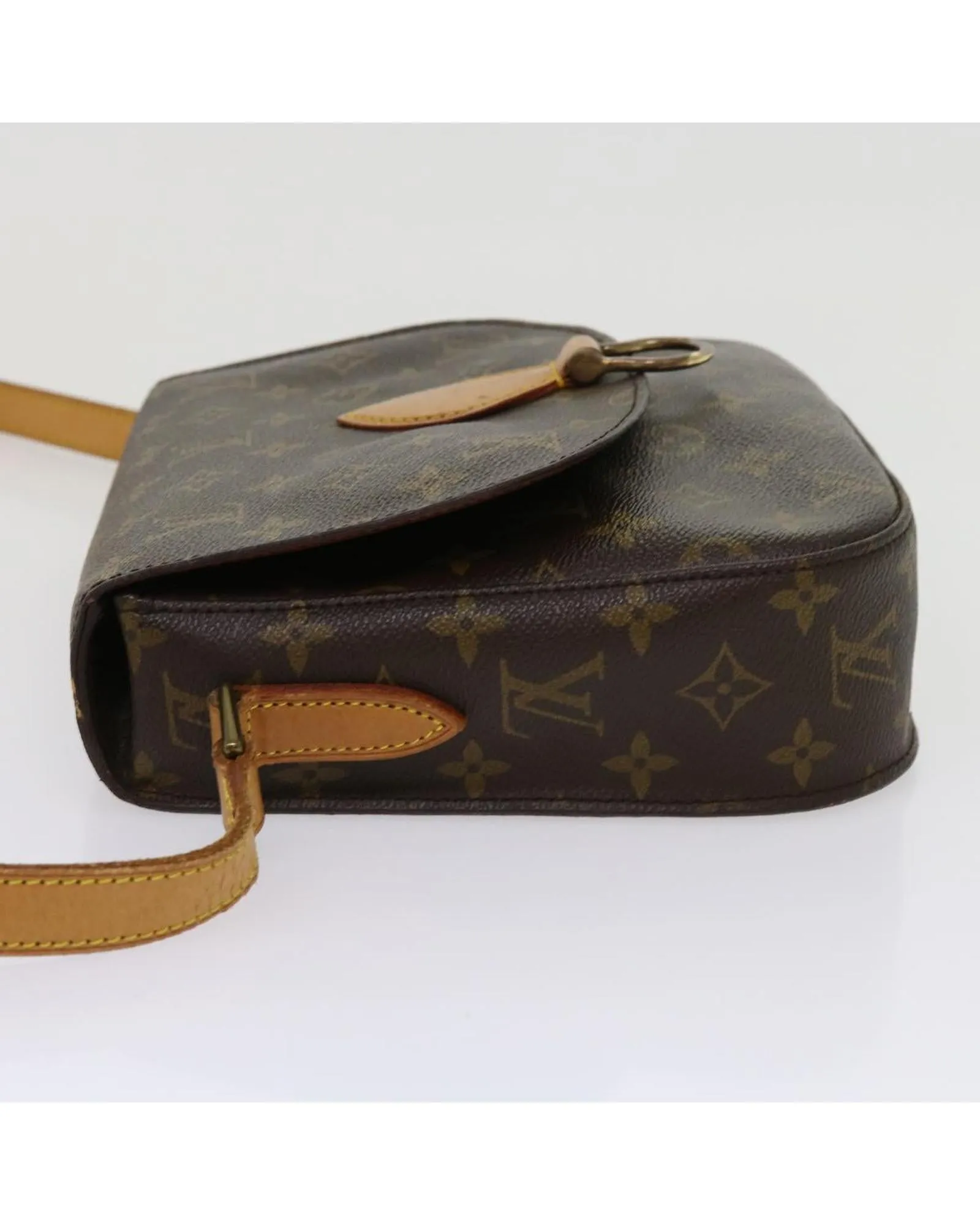 Monogram Shoulder Bag with Adjustable Strap and Multiple Compartments