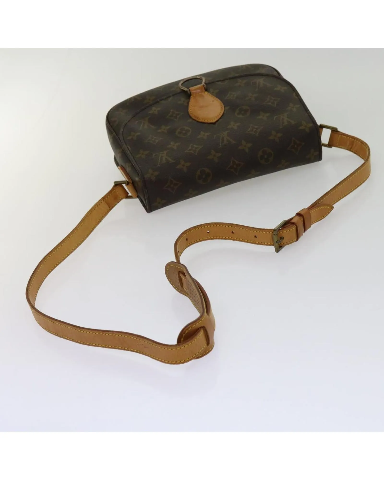 Monogram Shoulder Bag with Adjustable Strap and Multiple Compartments