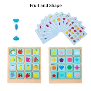 Montessori Memory Match Chess Game 3D Puzzles Wooden Early Educational Family Party Casual Interaction Game Toy