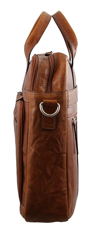 Pierre Cardin - PC2797 Rustic Leather Work/Computer Bag - Brown