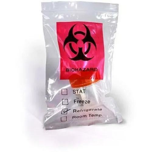 Reclosable Biohazard 3 Wall Specimen Bags - 8 x 10 x 2 mil