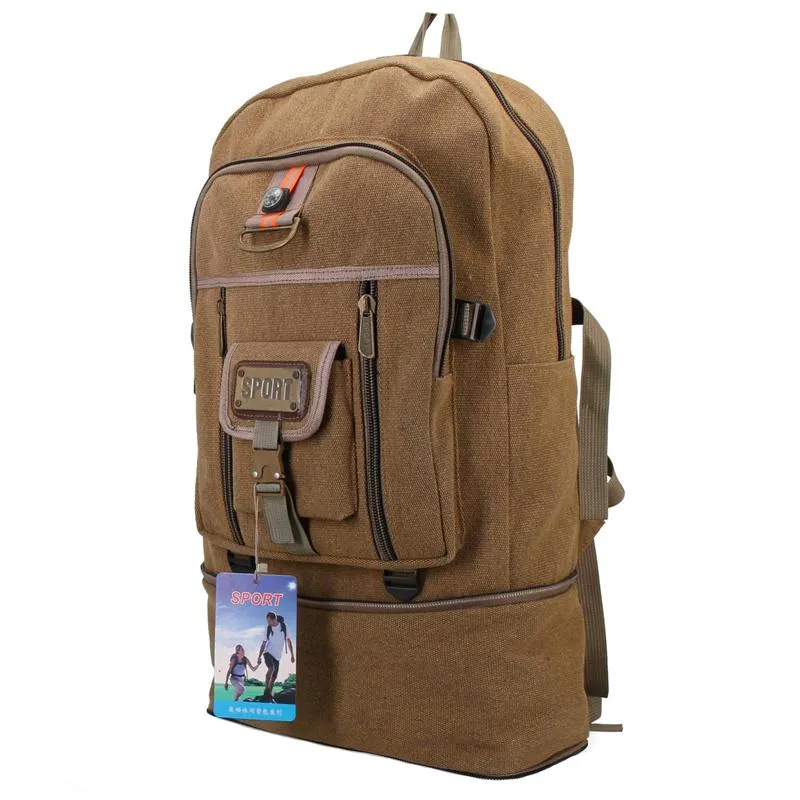 Retro Canvas Outdoor Climbing Travel Large Capacity Backpack Duffel Bag