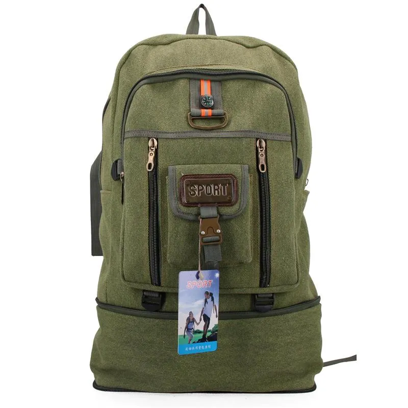 Retro Canvas Outdoor Climbing Travel Large Capacity Backpack Duffel Bag