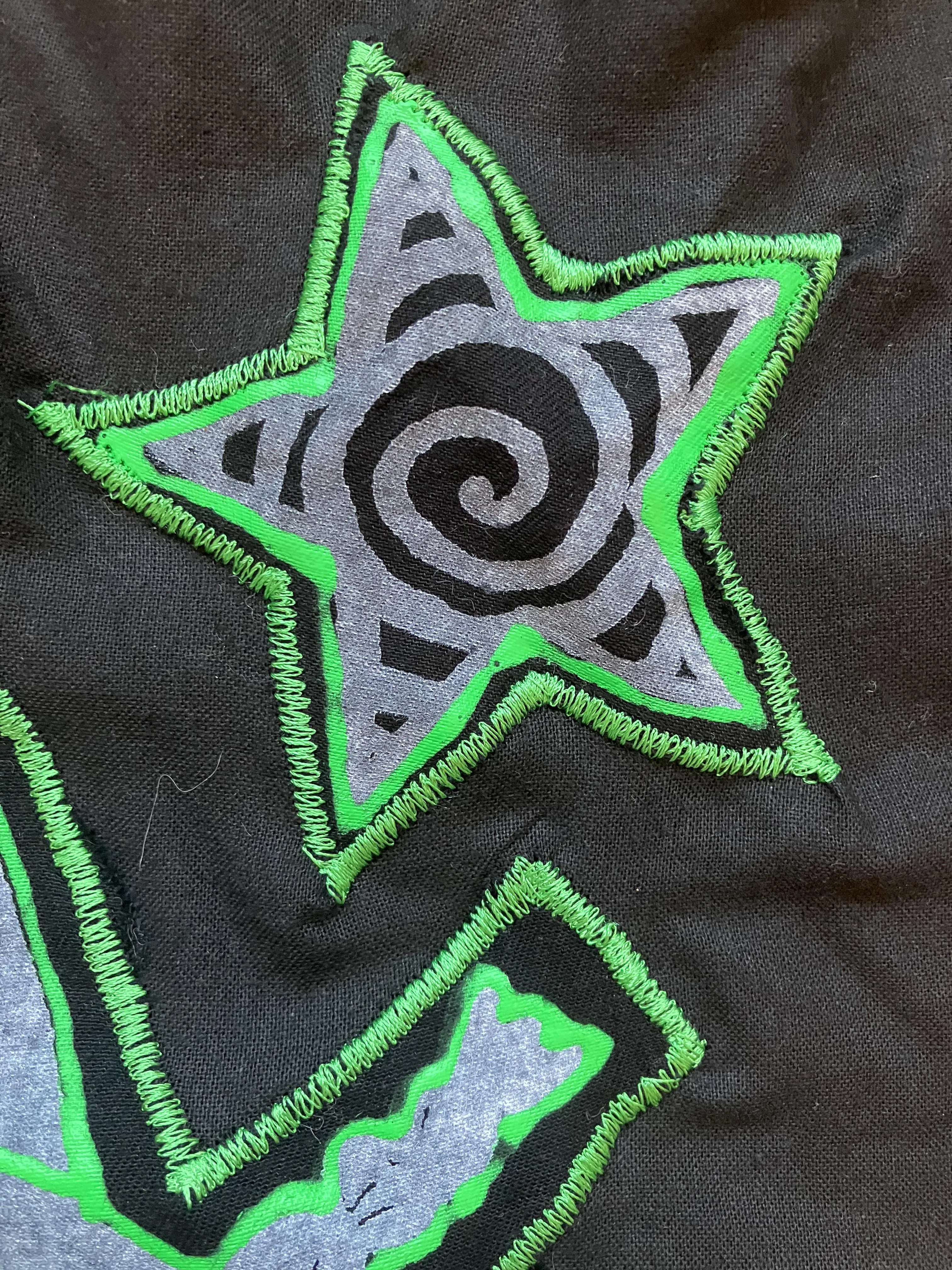 Spiral Star Tote Bag- Neon Green