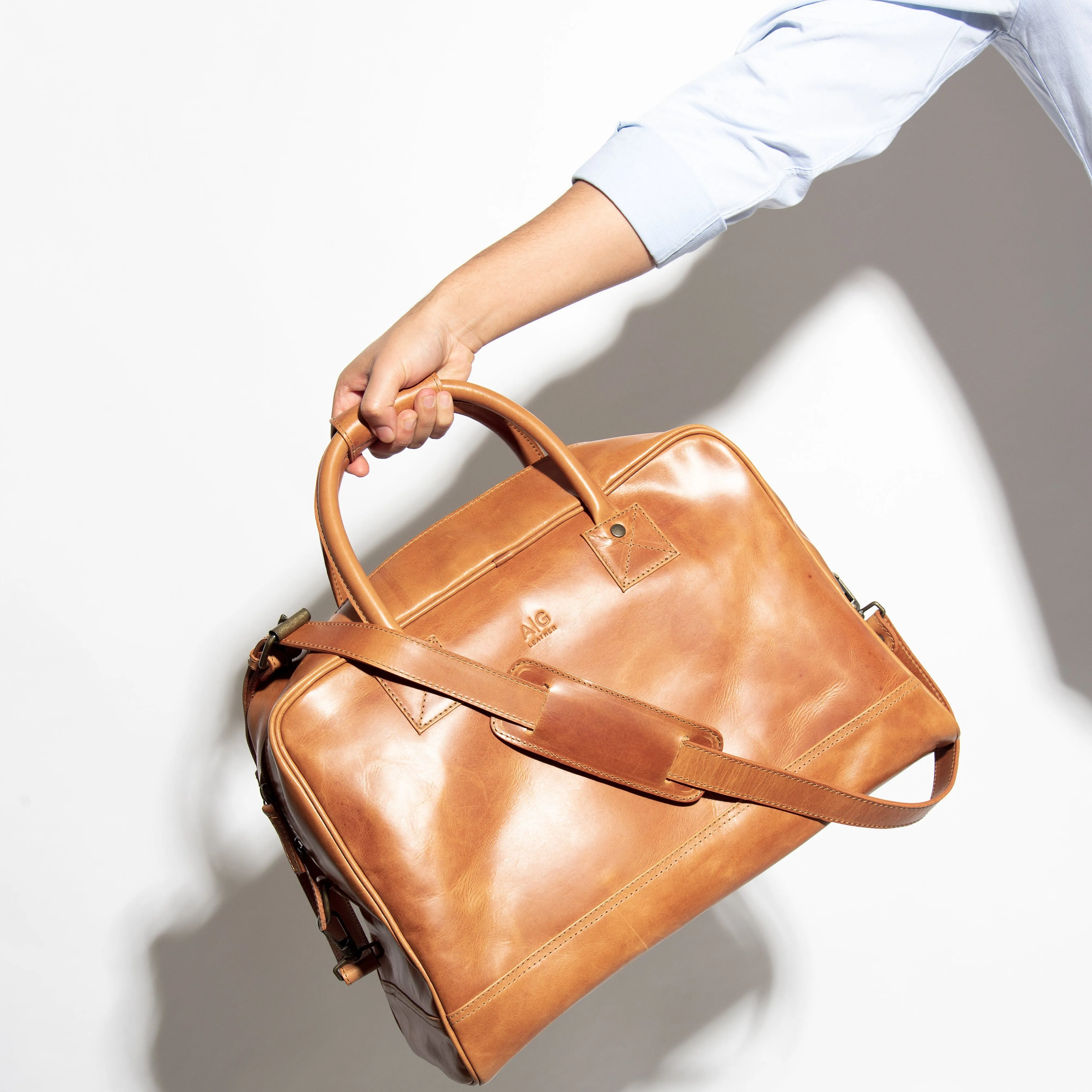 Waldorf Urban Sport Bag in Cognac Leather - final sale no exchange