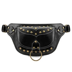 Women Rivet PU Leather Fashion Belt Bag Pouch