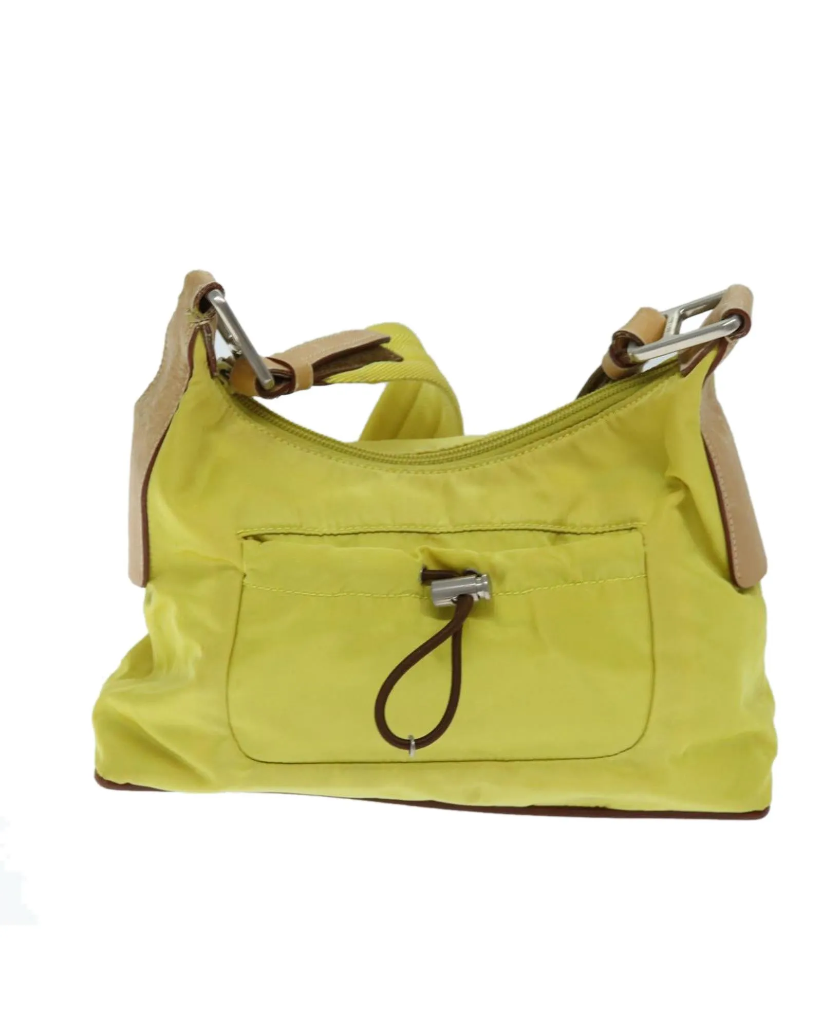 Yellow Nylon Shoulder Bag with 25cm Shoulder Drop