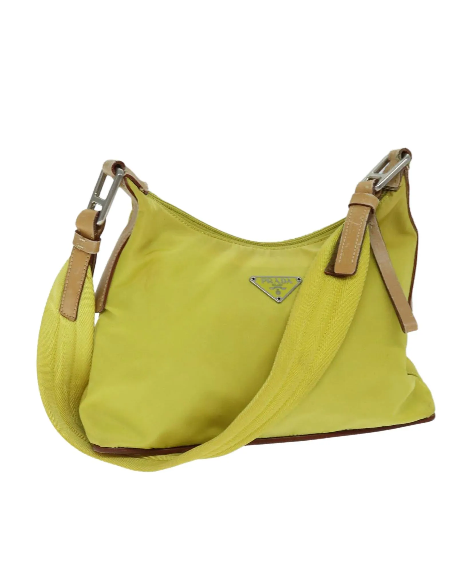 Yellow Nylon Shoulder Bag with 25cm Shoulder Drop