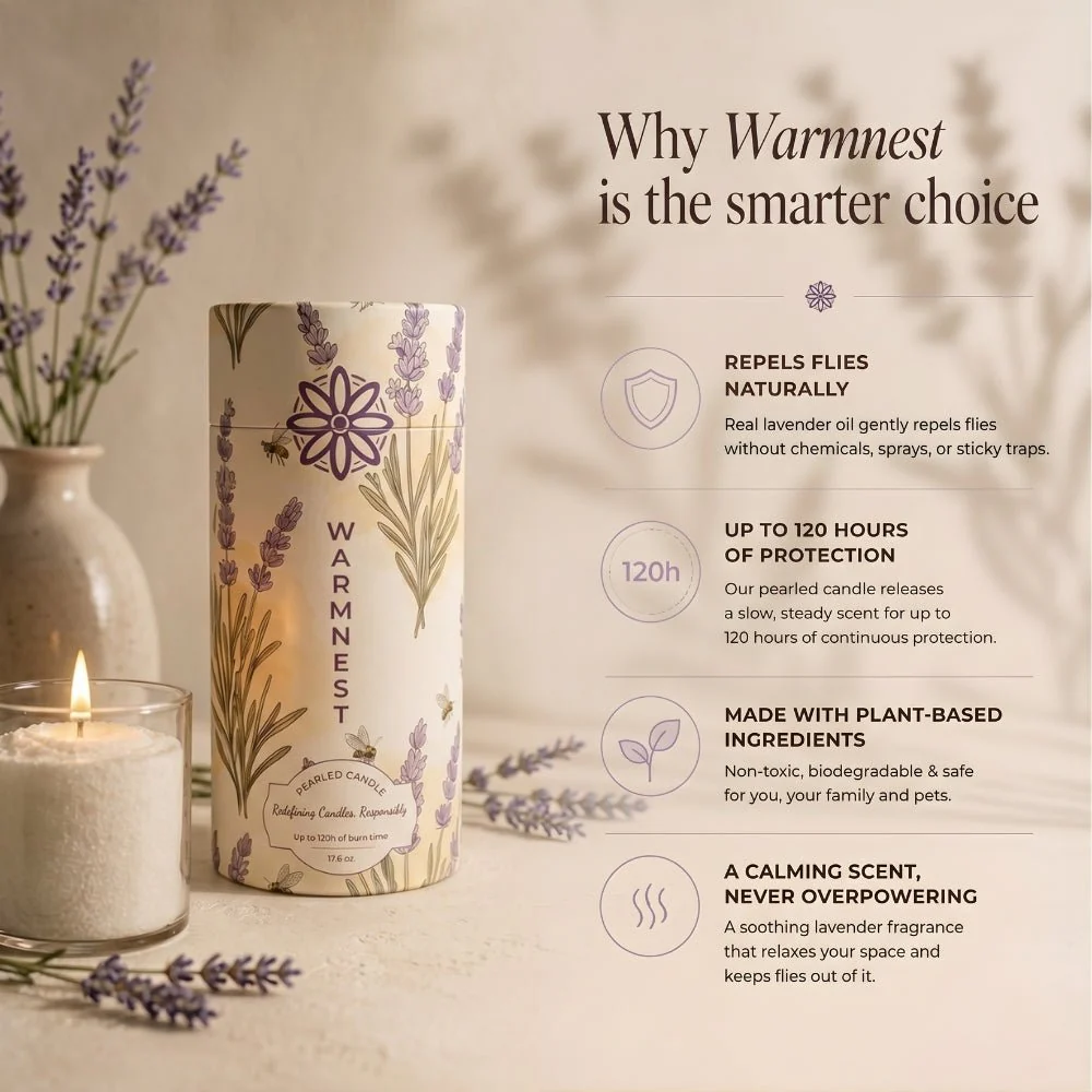 Warmnest® Lavender Pearled Candle — Natural Fly Repellent - Image 3