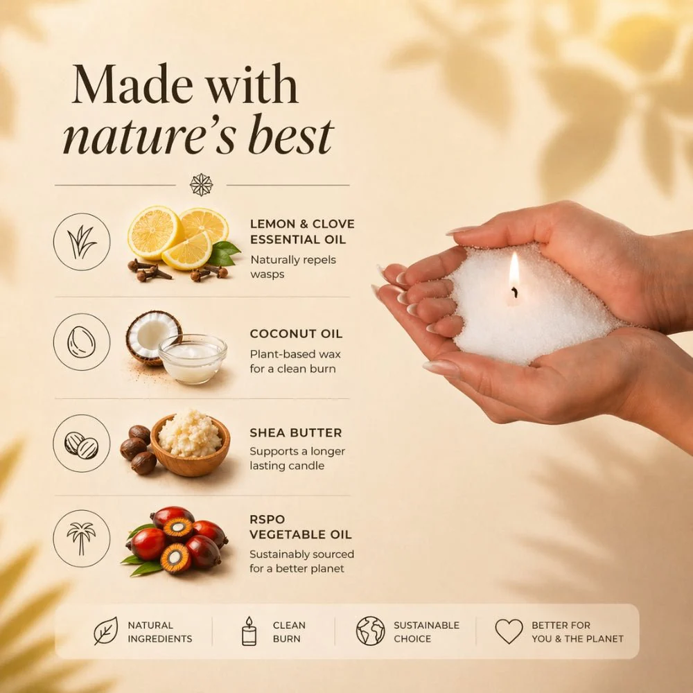 Warmnest® Lemon & Clove Pearled Candle — Natural Wasp Repellent - Image 4